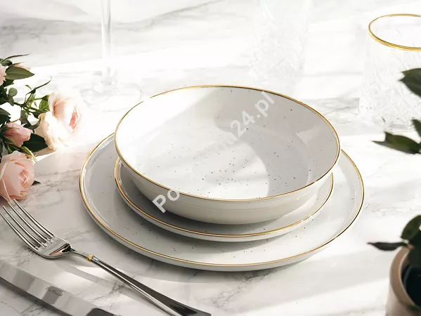 Komplet talerzy na 6 osób (18 el) Lubiana - Ankara Gold 1608D Natrysk Komplet talerzy na 6 osób (18 el) Lubiana - Ankara Gold 1608D Natrysk