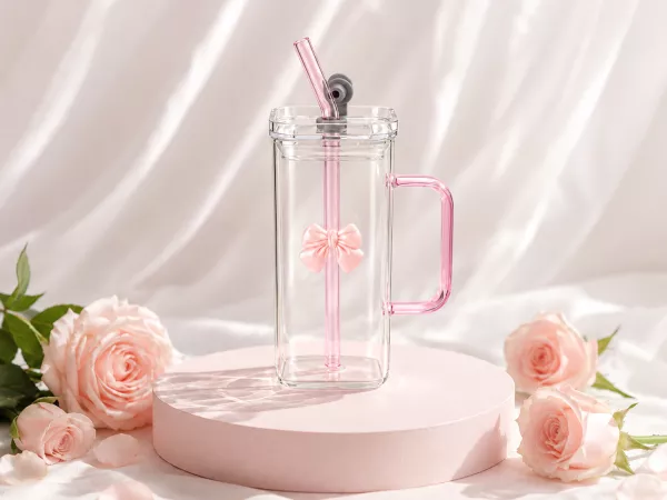 Szklanka ze słomką 320 ml Ecarla - Kokardka 20.SZK87 Szklanka ze słomką 320 ml Ecarla - Kokardka 20.SZK87