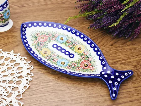 Półmisek do ryb 37 cm Bolesławiec - Rajska Łąka