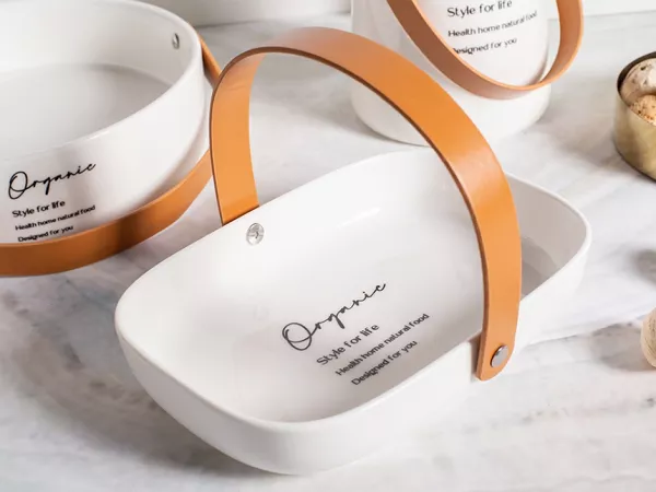 Salaterka ze skórzaną rączką Altom Design - Organic 07.AK.2174 Salaterka ze skórzaną rączką Altom Design - Organic 07.AK.2174