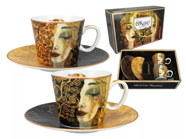 Komplet 2 filiżanek ze spodkiem do espresso 0,1 L Carmani - Gustav Klimt, Złote Łzy 33.532-0308 Komplet 2 filiżanek ze spodkiem do espresso 0,1 L Carmani - Gustav Klimt, Złote Łzy 33.532-0308