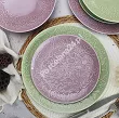 Komplet talerzy na 6 osób (18 el) Lubiana - Hanami Pistacjowa Zieleń / Pudrowy Róż