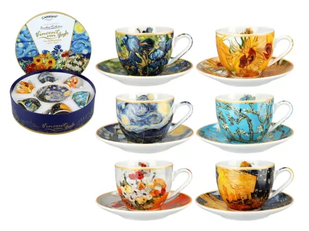Kpl. filiżanek ze spodkiem do espresso 0,8L w opakowaniu (6 szt.) Carmani - V. van Gogh 33.830-8405