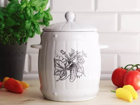 Beczka hermetyczna z kamionki 6,0 L Bella Fiore - Biała 1TR.BECZ.41637