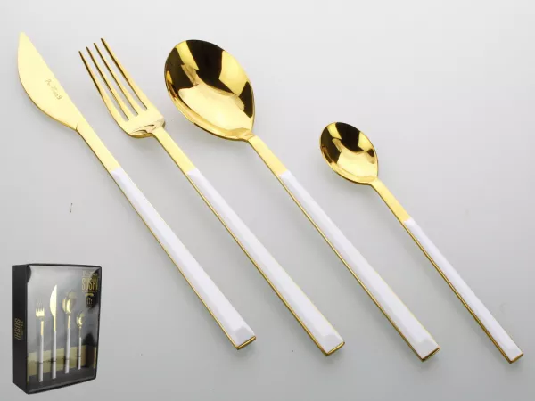 Komplet sztućców 24 cz. na 6 osób PINTI1929 - Sushi Anniversary Gold&White (2.5 mm) - pudełko 23.17Y0.K091.K24 Komplet sztućców 24 cz. na 6 osób PINTI1929 - Sushi Anniversary Gold&White (2.5 mm) - pudełko 23.17Y0.K091.K24