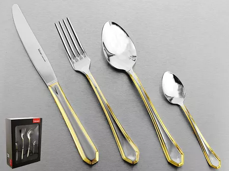 Komplet sztućców 24 cz. na 6 osób Hisar - Riva Gold (4.0/3.0 mm) złocone