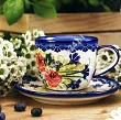 Filiżanka ze spodkiem 0,22 L / 14 cm Bolesławiec - Maki Smolińskiej