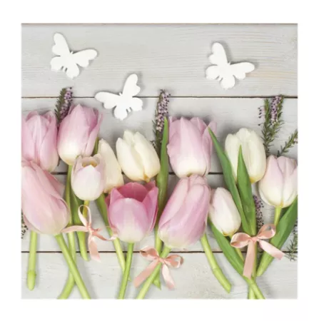 Serwetki 33 x 33 cm (20szt) Polmak - Daisy Wiosna - motyle i tulipany 55.SD-WI-004401 Serwetki 33 x 33 cm (20szt) Polmak - Daisy Wiosna - motyle i tulipany 55.SD-WI-004401