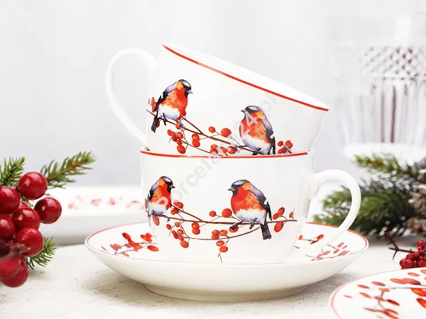 Komplet filiżanek ze spodkami 0,27 l / 15 cm (2 szt.)  Duo - Christmas Birds 3 15.CHBI3.K2FS Komplet filiżanek ze spodkami 0,27 l / 15 cm (2 szt.)  Duo - Christmas Birds 3 15.CHBI3.K2FS