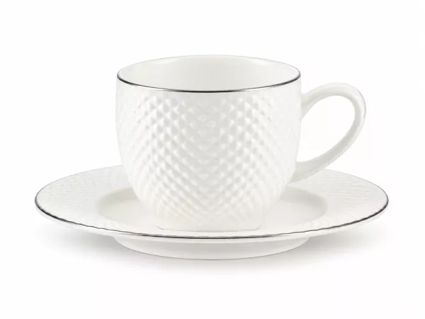 Filiżanka ze spodkiem do espresso 0,1 L Villa Italia - Bari Platin EES638 Filiżanka ze spodkiem do espresso 0,1 L Villa Italia - Bari Platin EES638
