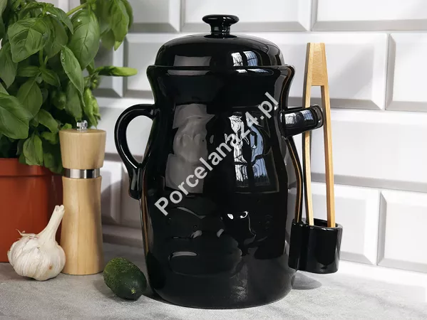 Beczka z kamionki ze szczypcami 3,5 L Bella Fiore - Czarna 1TR.BECZ.45579 Beczka z kamionki ze szczypcami 3,5 L Bella Fiore - Czarna 1TR.BECZ.45579