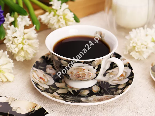 Filiżanka ze spodkiem 250 ml Duo - English Roses Black 15.ENG-B.FS25 Filiżanka ze spodkiem 250 ml Duo - English Roses Black 15.ENG-B.FS25