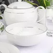Serwis obiadowy na 12 osób (42 el.) Waza - Classic WA-08P PLATYNOWY cienki pasek
