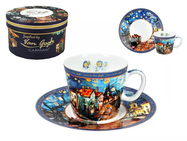 Filiżanka ze spodkiem do espresso 0,1L Carmani - Inspirowana malartswem V. van Gogha 33.830-0754 Filiżanka ze spodkiem do espresso 0,1L Carmani - Inspirowana malartswem V. van Gogha 33.830-0754