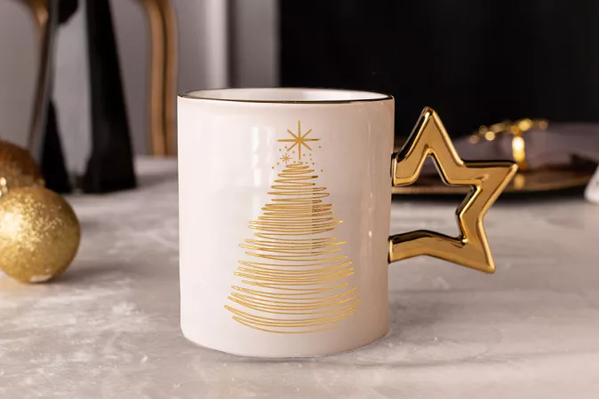 Kubek 0,35 L Altom Design - Golden Christmas Biały Choinka Gwiazda 07.GC.K35-B Kubek 0,35 L Altom Design - Golden Christmas Biały Choinka Gwiazda 07.GC.K35-B