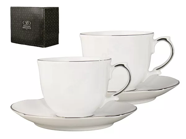 Komplet filiżanek ze spodkami 0,20 L / 15 cm (2szt.) Bogucice - Perla Platin 1152 Komplet filiżanek ze spodkami 0,20 L / 15 cm (2szt.) Bogucice - Perla Platin 1152